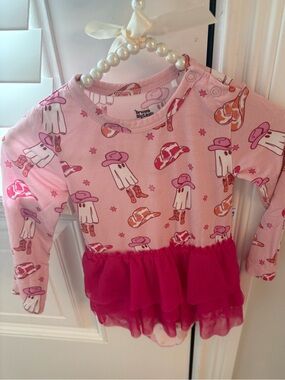 Bamboo Pink Ghost & Cowboy Hat Tutu Bodysuit